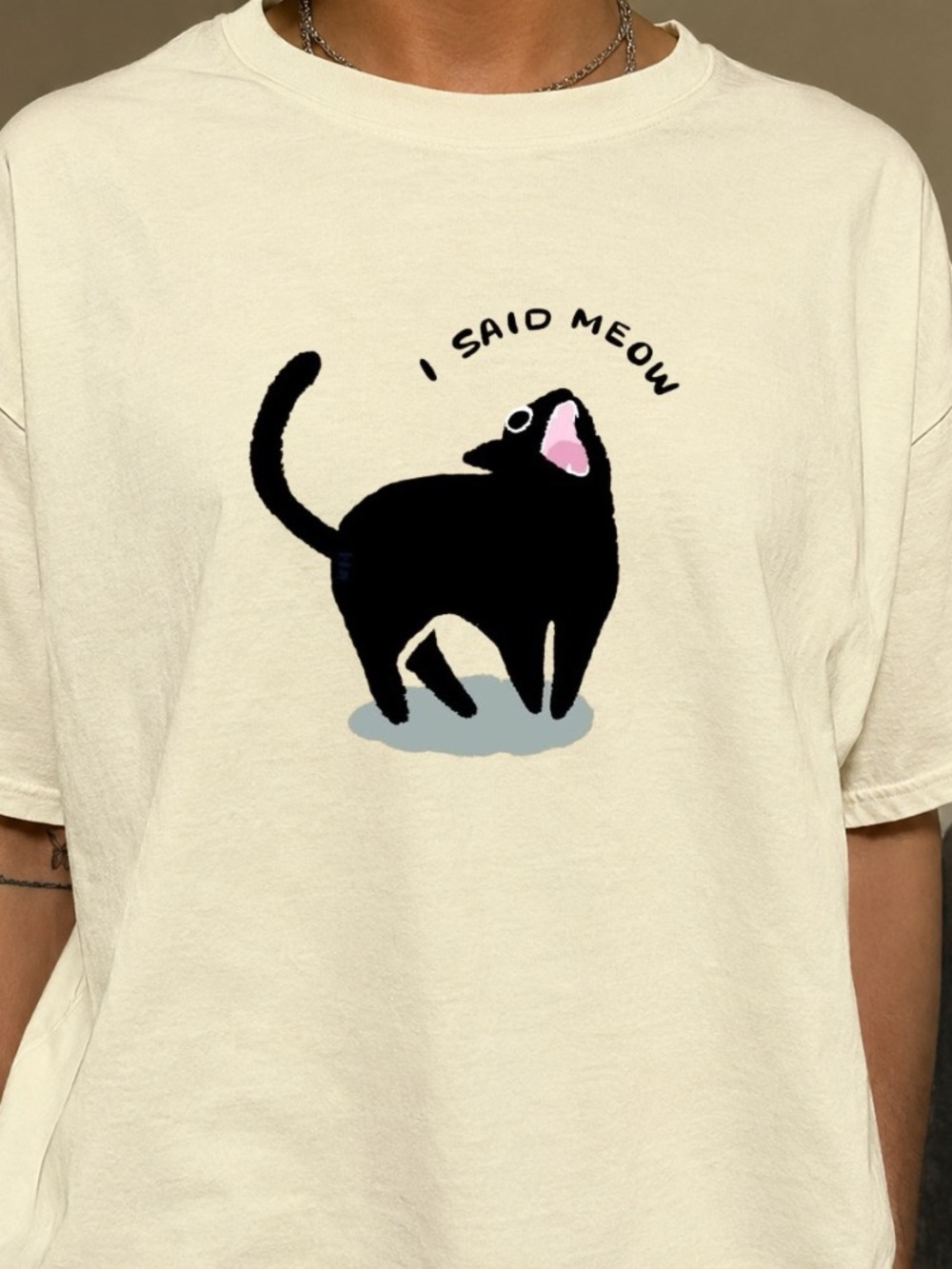 I Said Meow Graphic Tee Black Cat T-shirt